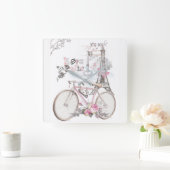 Parijs in Pink  Vierkante Klok (Huis)