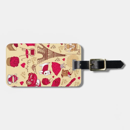 Parijs in roze 2 bagagelabel (Voorkant horizontaal)