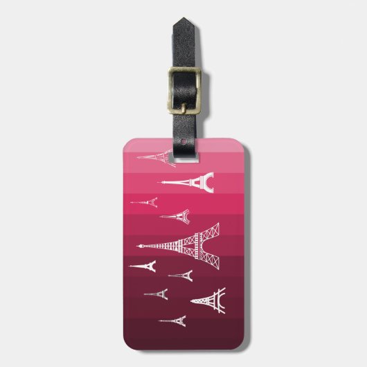 Parijs in roze bagagelabel (Voorkant verticaal)