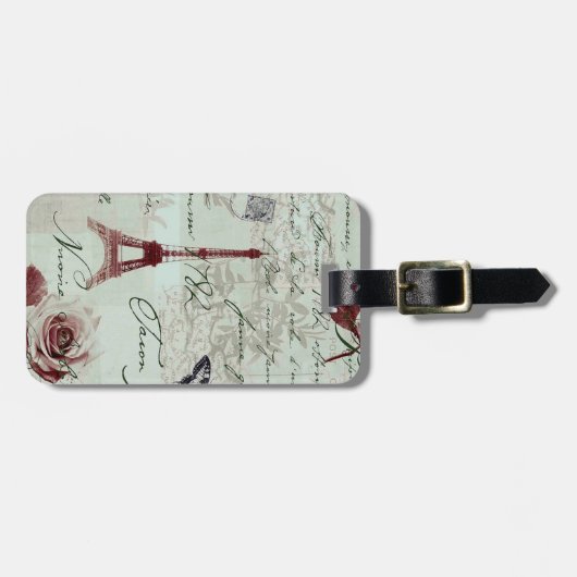 Parijs in roze bagagelabel (Voorkant horizontaal)