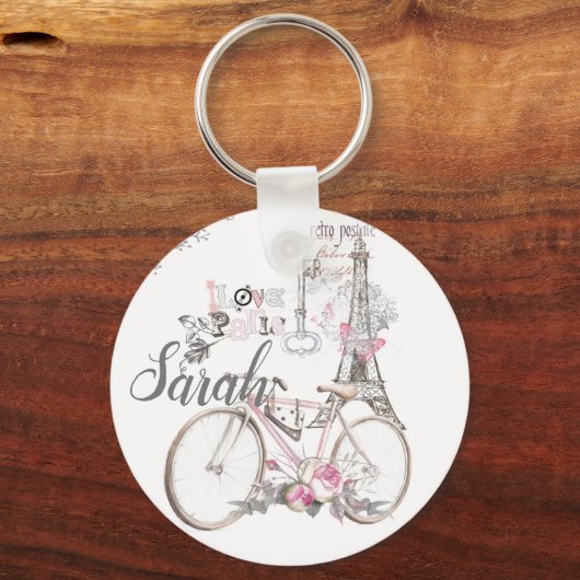 Parijs in roze sleutelhanger (Voorkant)