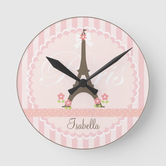 Parijs in Spring Girly Ronde Klok (Voorkant)