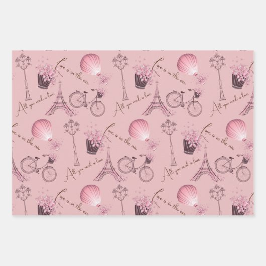 Parijs in voorjaarsjapbladen inpakpapier vel (Voorkant)