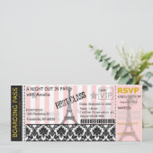 Parijs Instapass Uitnodiging, Bruiloft, Verjaardag Kaart (Staand voorkant)