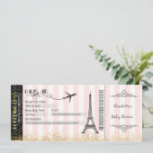 Parijs instapkaart uitnodiging, Baby, Bruids- Kaart (Staand voorkant)