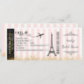 Parijs instapkaart uitnodiging, Bruiloft, Baby Kaart (Voorkant / Achterkant)