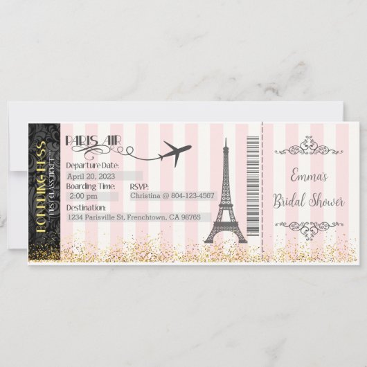 Parijs Instapkaart Uitnodiging, Verjaardag, Bruilo Kaart (Voorkant)