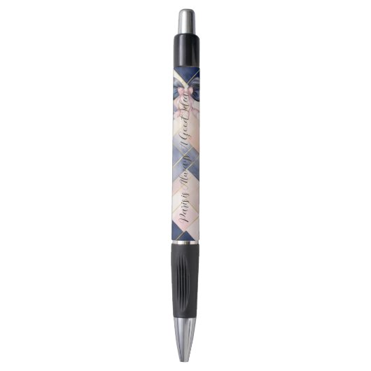 Parijs is altijd een goed idee Blauw Roze Strik Pen (Voorkant Verticaal)