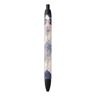 Parijs is altijd een goed idee Blauw Roze Strik Zwarte Inkt Pen