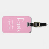 Parijs is altijd een goed idee roze bagagelabel (Voorkant horizontaal)
