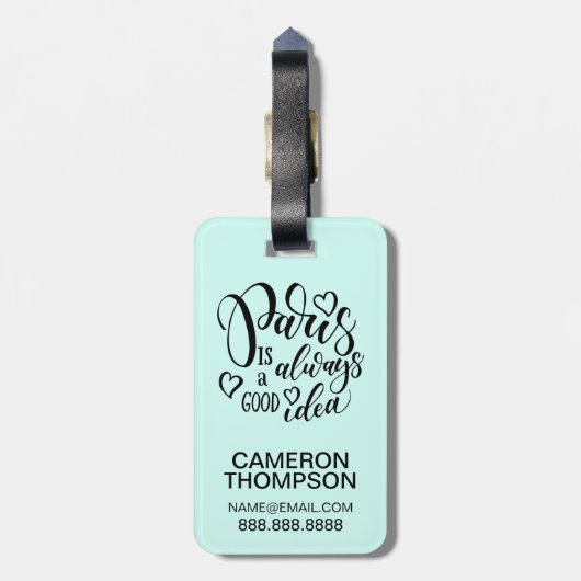Parijs is altijd een goed idee script bagagelabel (Achterkant verticaal)