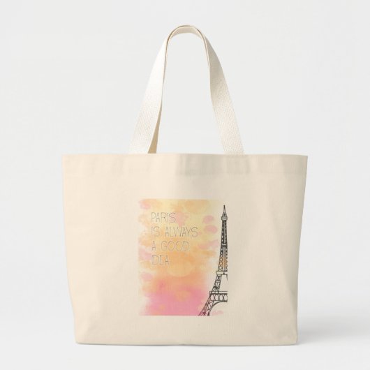 PARIJS is altijd een goed idee, waterverf Grote Tote Bag (Voorkant)
