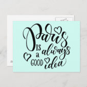 Parijs is altijd een goed ideeënmanuscript briefkaart (Voorkant / Achterkant)