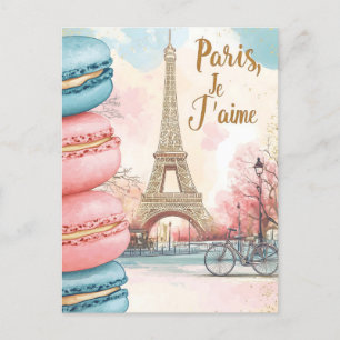 Parijs, Je T'aime - Eiffeltoren met macarons Feestdagenkaart