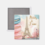 Parijs, Je T'aime - Eiffeltoren met macarons Magneet (Voorkant / Achterkant)