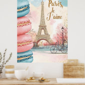 Parijs, Je T'aime - Eiffeltoren met macarons Poster (Keuken)