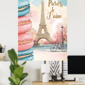 Parijs, Je T'aime - Eiffeltoren met macarons Poster (Thuiskantoor)