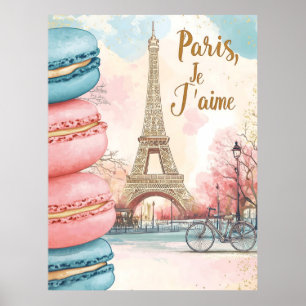 Parijs, Je T'aime - Eiffeltoren met macarons Poster