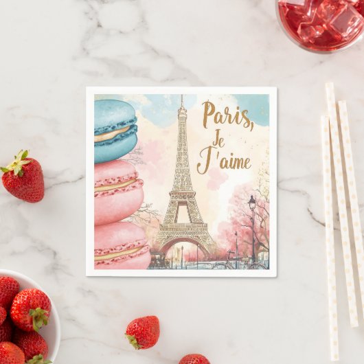 Parijs, Je T'aime - Eiffeltoren met macarons Servet (Insitu)
