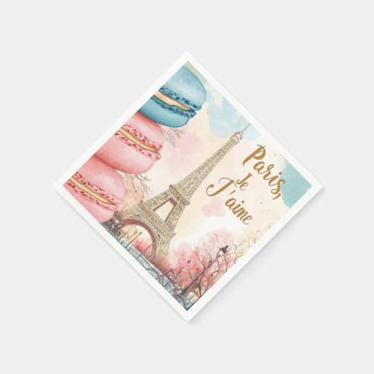 Parijs, Je T'aime - Eiffeltoren met macarons Servet (Hoek)