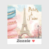 Parijs, Je T'aime - Eiffeltoren met macarons Sticker (Vel)