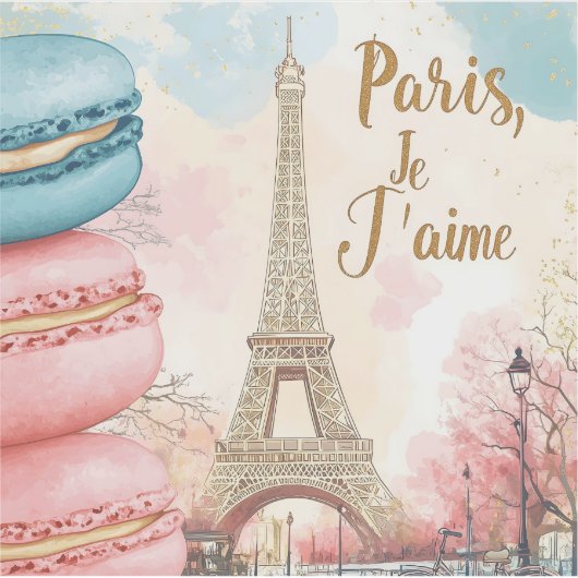 Parijs, Je T'aime - Eiffeltoren met macarons Sticker (Voorkant)
