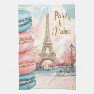 Parijs, Je T'aime - Eiffeltoren met macarons Theedoek