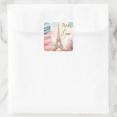 Parijs, Je T'aime - Eiffeltoren met macarons Vierkante Sticker (Tas)