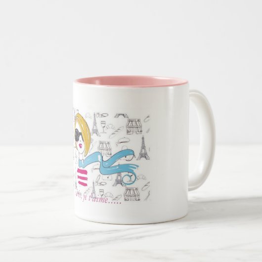Parijs, je t'aime..... tweekleurige koffiemok (Voorkant rechts)