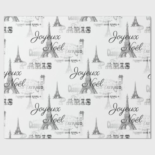 Parijs Joyeux Noel kerstpapier en W-pakpapier Cadeaupapier (Vlak)