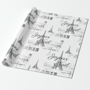 Parijs Joyeux Noel kerstpapier en W-pakpapier Cadeaupapier