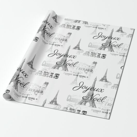 Parijs Joyeux Noel kerstpapier en W-pakpapier Cadeaupapier (Uitgerold)