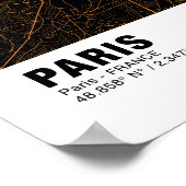 Parijs Kaart Poster - Frankrijk Golden Map Style (Hoek)