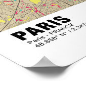 Parijs Kaart Poster - Frankrijk Stijlvolle kleurri (Hoek)