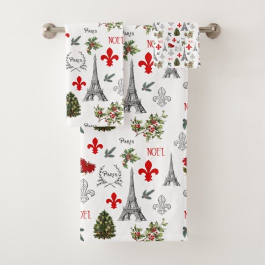 Parijs Kerst Eiffeltoren Witte Badkamer Handdoeken (Insitu)