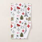 Parijs Kerst Eiffeltoren Witte Badkamer Handdoeken (Handdoek)