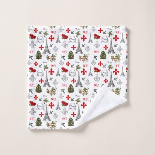 Parijs Kerst Eiffeltoren Witte Badkamer Handdoeken (Wasdoekje)