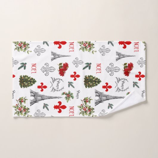 Parijs Kerst Eiffeltoren Witte Badkamer Handdoeken (Handdoek)