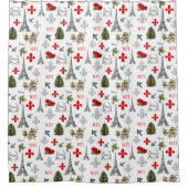 Parijs Kerst Eiffeltoren Witte Douchegordijn (Voorkant)