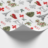 Parijs Kerst Eiffeltoren Witte Gift Wrap Cadeaupapier (Hoek)