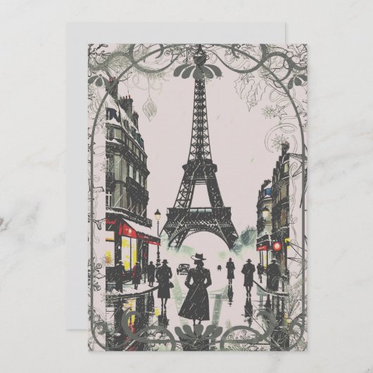 Parijs Kerstmis Feestdagenkaart (Voorkant / Achterkant)