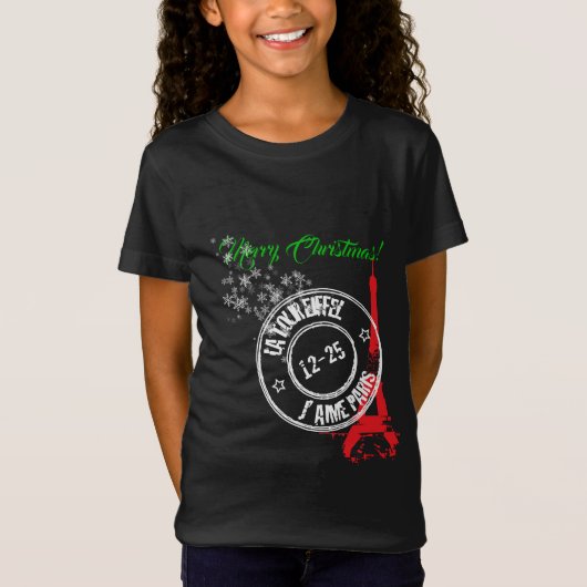 Parijs Kerstmis T-shirt (Voorkant)