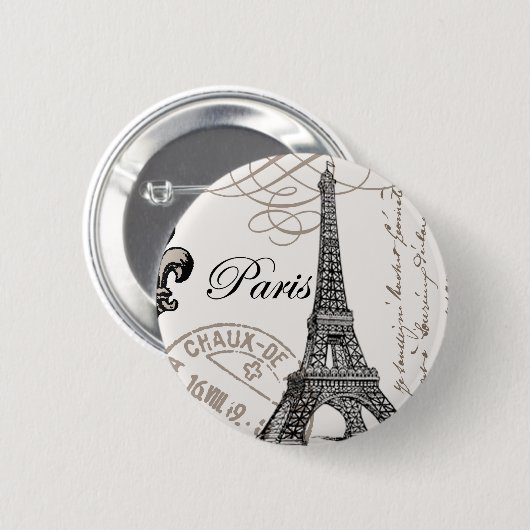 Parijs...knoppen Ronde Button 5,7 Cm (Voorkant /achterkant)
