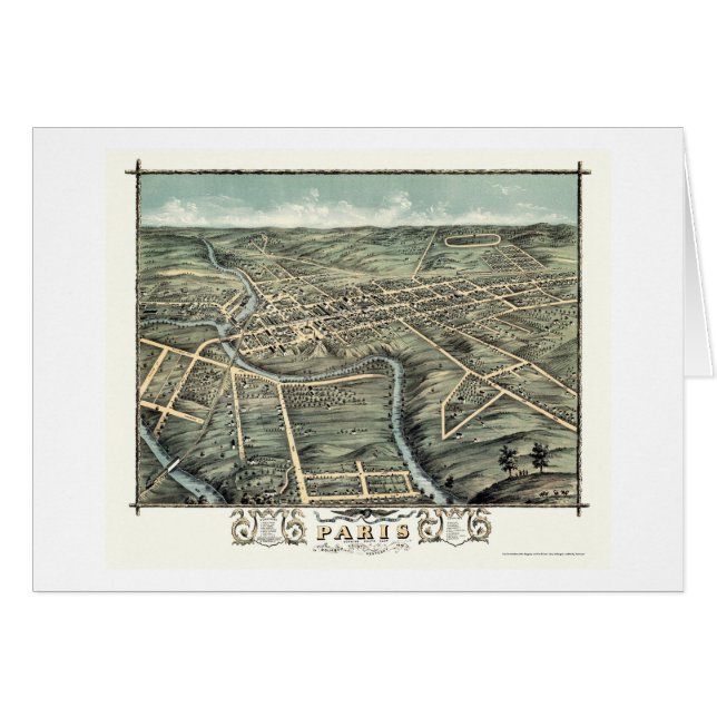 Parijs, KY Panoramic Map - 1870 (Voorkant Horizontaal)