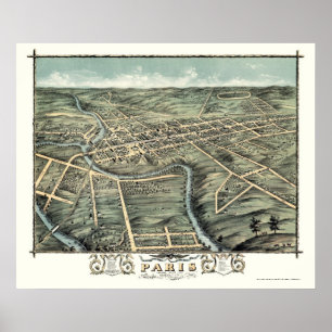 Parijs, KY Panoramic Map - 1870 Poster