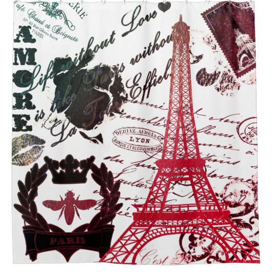 Parijs: La Tour Eiffel Douchegordijn (Voorkant)