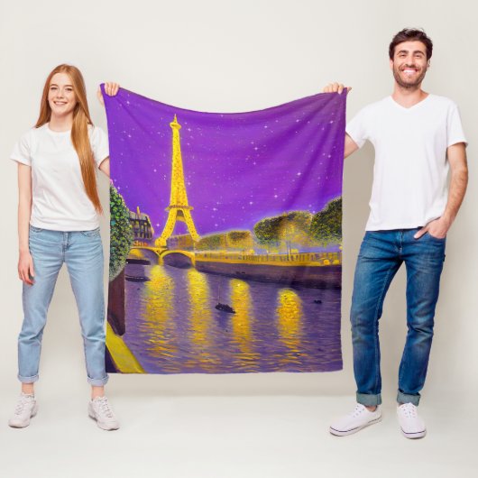 Parijs langs de Seine onder de sterren Fleece Deken (In situ)