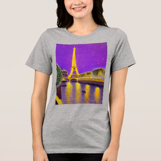 Parijs langs de Seine onder de sterren Tri-Blend Shirt (Voorkant)
