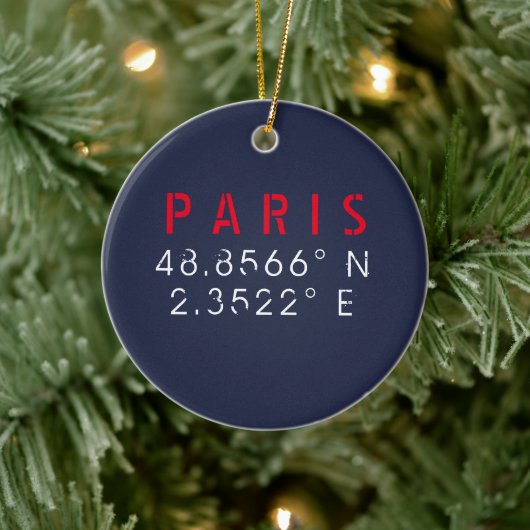 Parijs Lengtegraad Breedtegraad Marineblauw Keramisch Ornament (Boom)