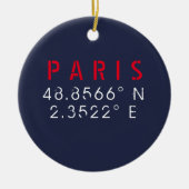 Parijs Lengtegraad Breedtegraad Marineblauw Keramisch Ornament (Voorkant)